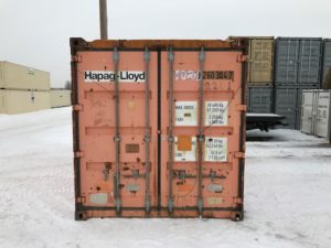 20’ open top container, complete with roll up tarp and supports