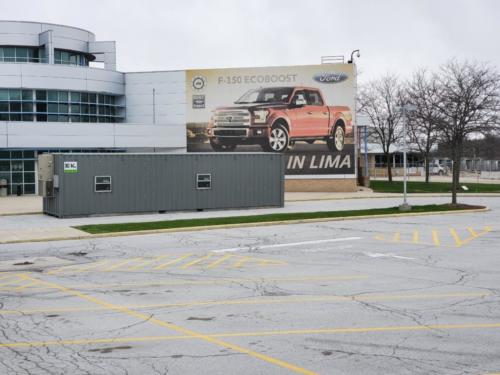 A ground level office (GLO) being used as a nurses' station at Ford Plant. 